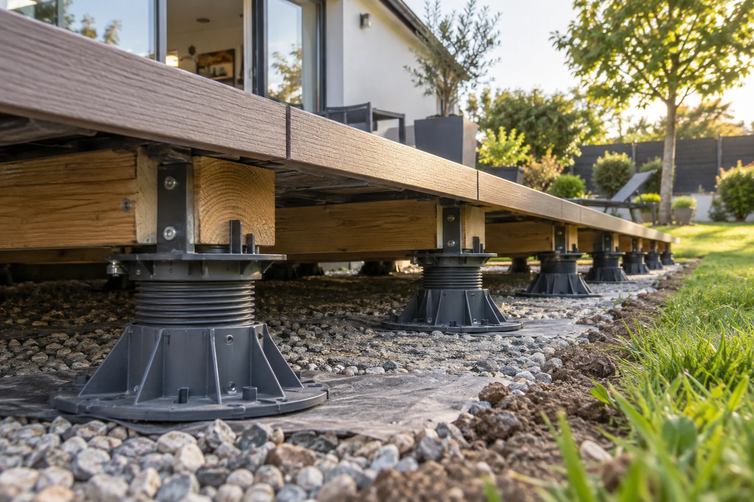 Terrasse sur plots : préparation du sol, pose et budget réel